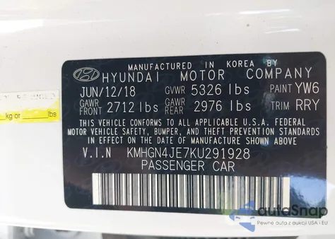 2019 Genesis G80 3.8 z USA, uszkodzony, nr VIN KMHGN4JE7KU291928